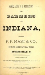 1878 Names and P. O. Addresses of Farmers in Indiana
